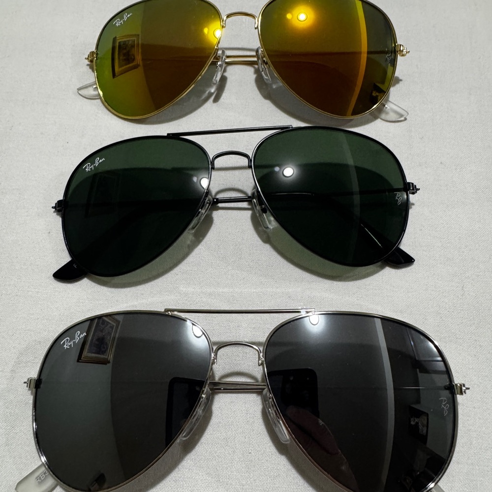 3x vintage RAY-BAN AVIATOR SUNGLASSES *ESTATE SALE FIND!*Unisex Frames with CASE